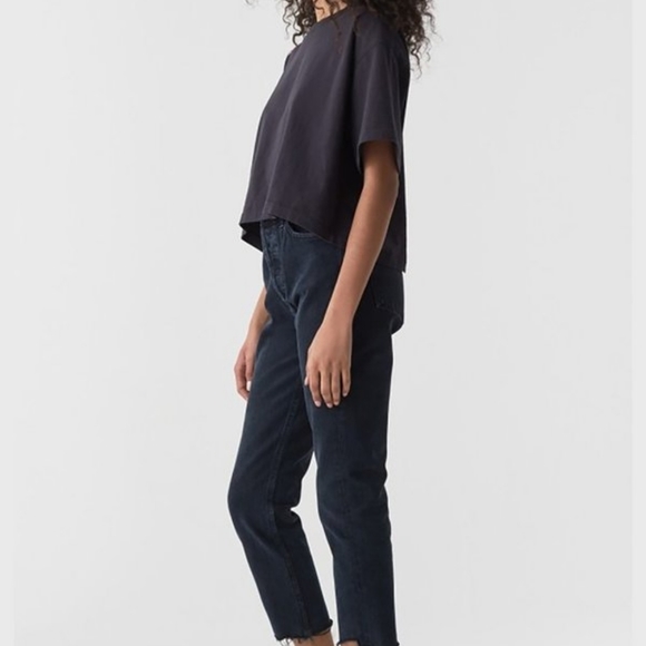 AGOLDE Riley Jeans High Rise Straight Raw Hem Parish Black 25  Aritzia - Picture 5 of 14